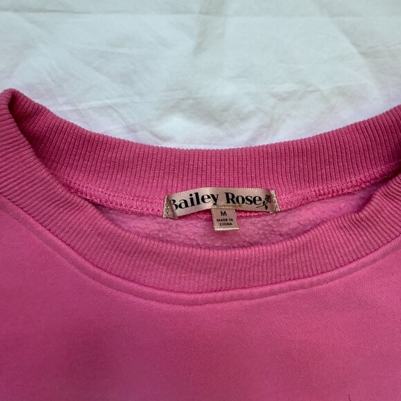 Bailey Rose Medium Embroidered “Malibu Athletics” Pink Crewneck Pullover size M - Picture 3 of 5